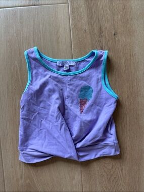 R2 Lavender Tank Top with Teal Trim and Sequin Ice Cream